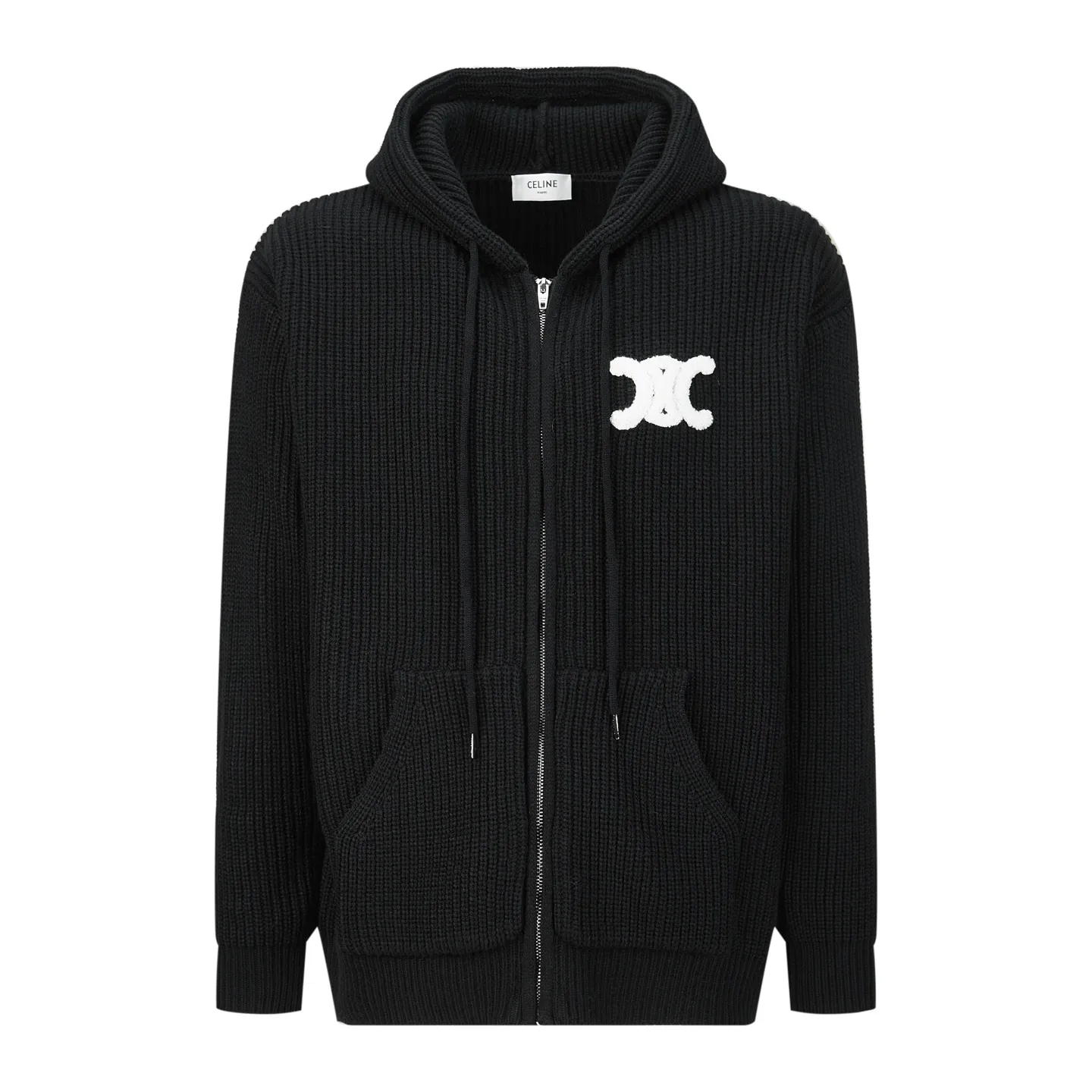 CELINE Embroidered Logo Knit Hoodie